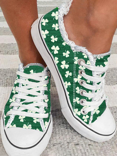 Fashion Lucky Clover Print Casual Shoes