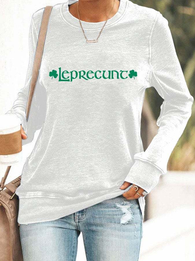 Women's LEPRECUNT Shamrock St. Patrick's Day Printed Casual Sweatshirt