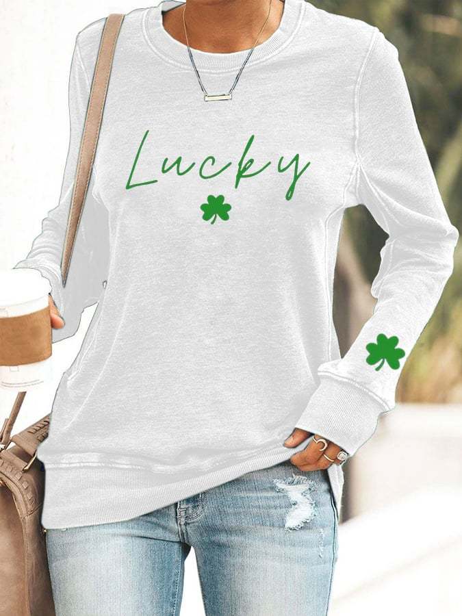 Women's Lucky Shamrock St. Patrick's Day Print Casaul Sweatshirt