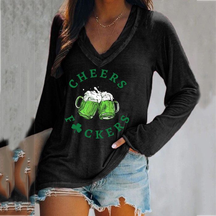 Women's St. Patrick's Day Cheers Clover Long Sleeve T-Shirt
