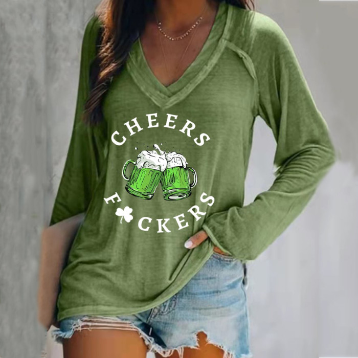 Women's St. Patrick's Day Cheers Clover Long Sleeve T-Shirt