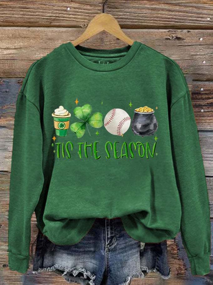 Women's Tis The Season St. Patricks Day Print Crew Neck Sweatshirt