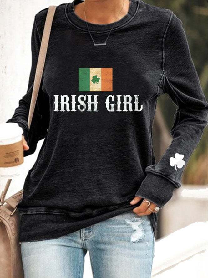 Women's St. Patrick's Day Irish Girl Printed Casual Sweatshirt