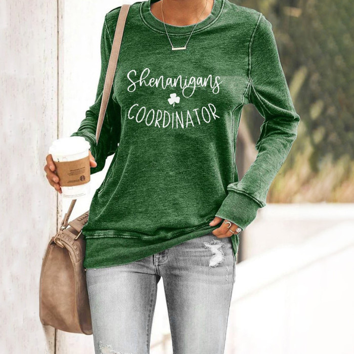 St. Patrick's Lucky Shamrock Shenanigans Coordinator Print Casual Sweatshirt