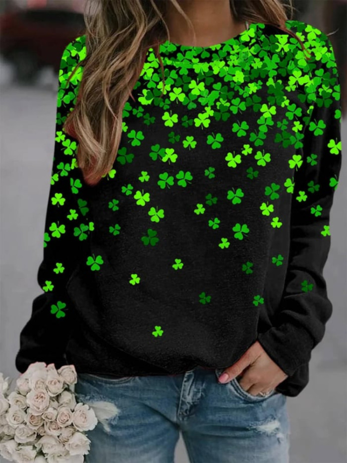 St. Patrick's Day Shamrock Print Sweatshirt