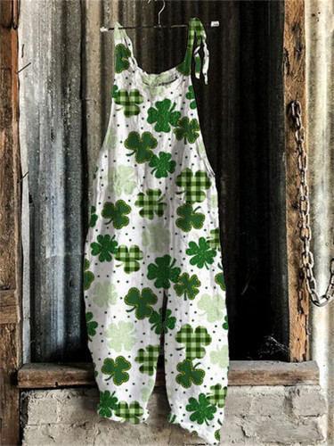 St. Patrick's Day Shamrocks Loose Fit Jumpsuit