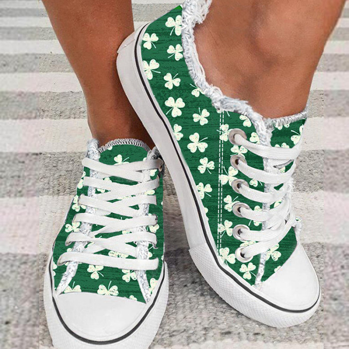 Fashion Lucky Clover Print Casual Shoes