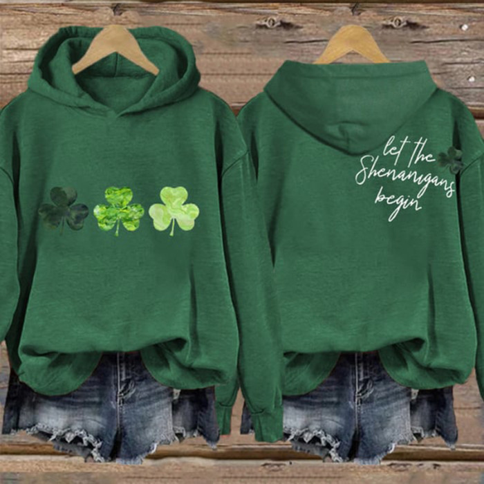 St. Patrick's Day Shamrock Let The Shenanigans Begin Casual Hoodie