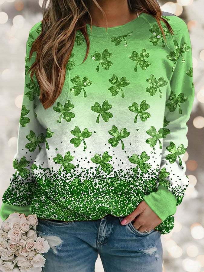 Women'S Casual St Patrick'S Day Printed Long Sleeve Sweatshirt