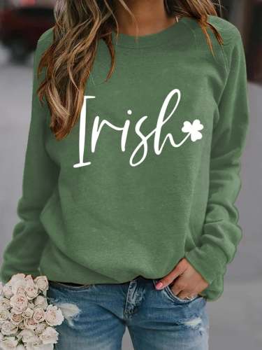 Women's St Patricks Day Print Long Sleeve Sweatshirt