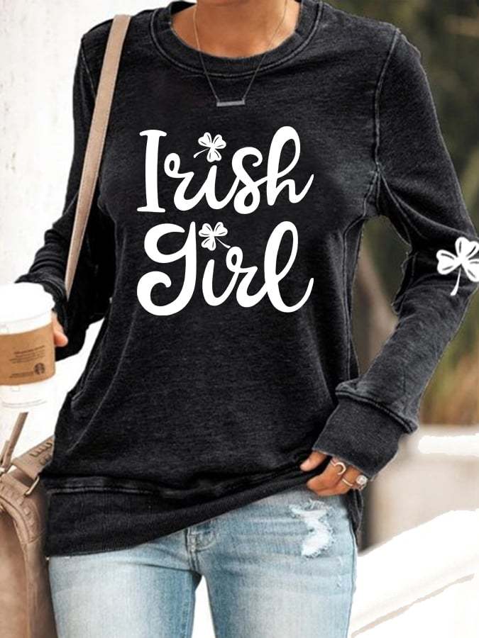 Women's St. Patrick's Day Irish Girl Print Casual Sweatshirt