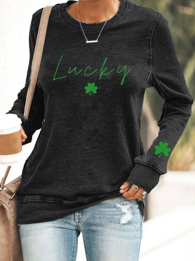 Women's Lucky Shamrock St. Patrick's Day Print Casaul Sweatshirt