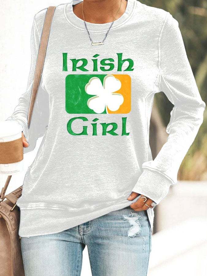 Women's St. Patrick's Day Printed Long Sleeve Sweatshirt