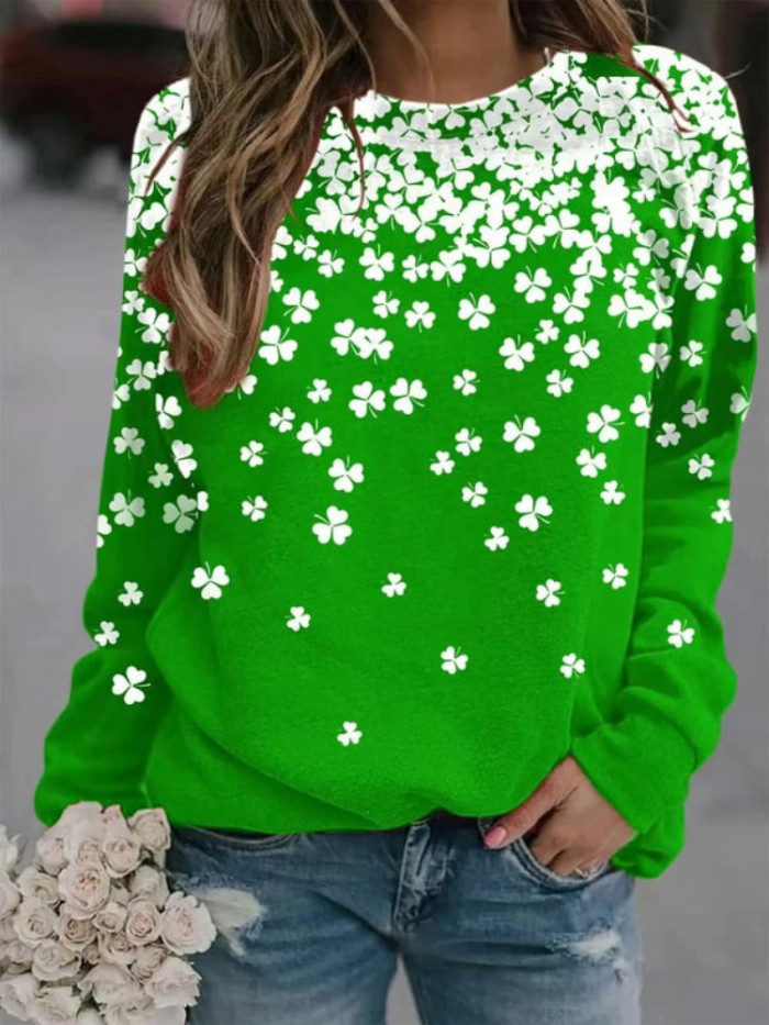 St. Patrick's Day Shamrock Print Sweatshirt