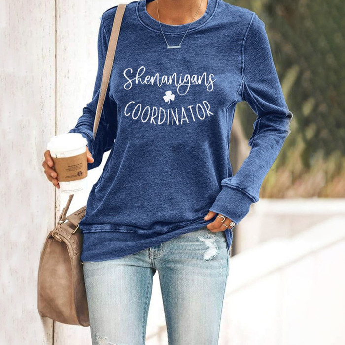 St. Patrick's Lucky Shamrock Shenanigans Coordinator Print Casual Sweatshirt