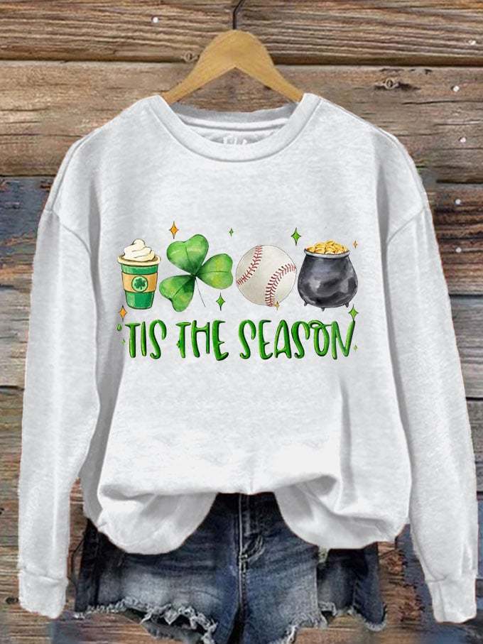 Women's Tis The Season St. Patricks Day Print Crew Neck Sweatshirt