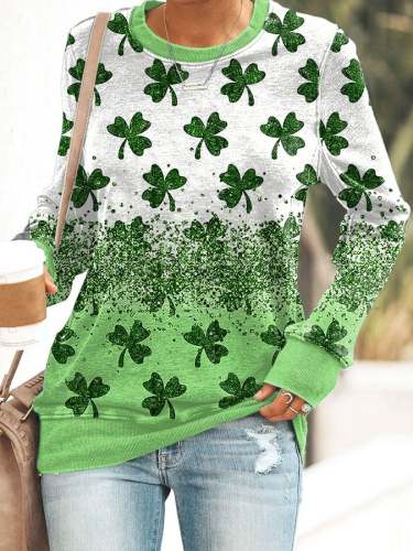 Women's Casual St Patrick'S Day Printed Long Sleeve Sweatshirt