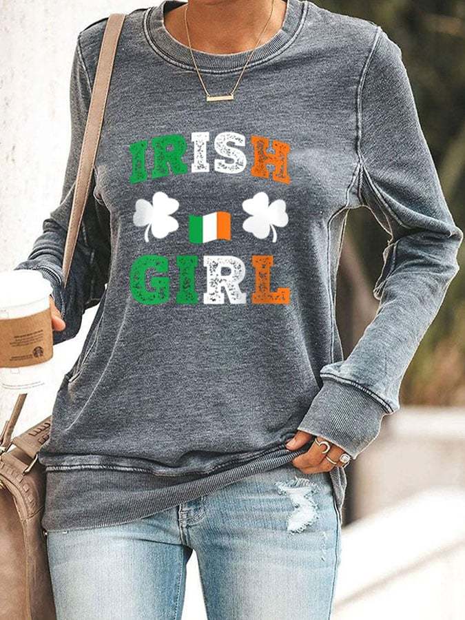 Women's St. Patrick's Day Irish Girl Printed Casual Sweatshirt