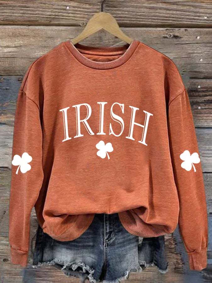 Women's St. Patrick's Day Irish Clover Print Sweatshirt