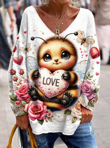 Valentine's Day Cute Bee Love Long Sleeve Top