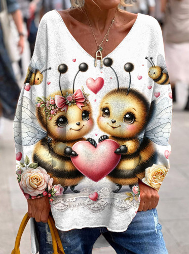 Valentine's Day Cute Bee Love Long Sleeve Top
