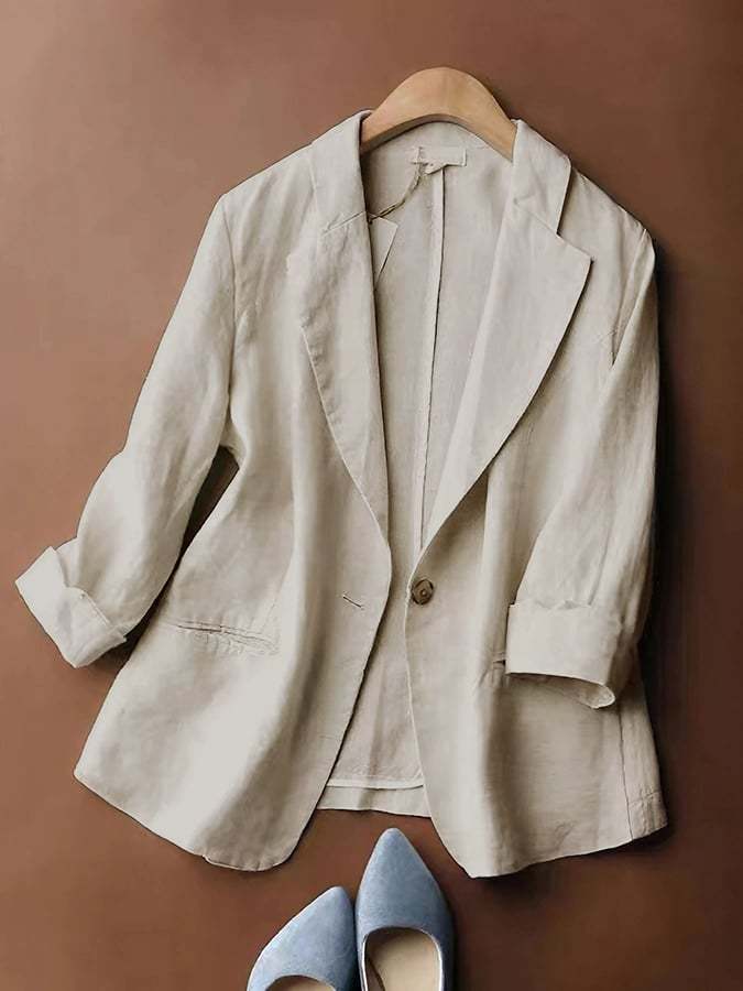 Cotton Linen Solid Color Loose Casual Jacket Thin Suit