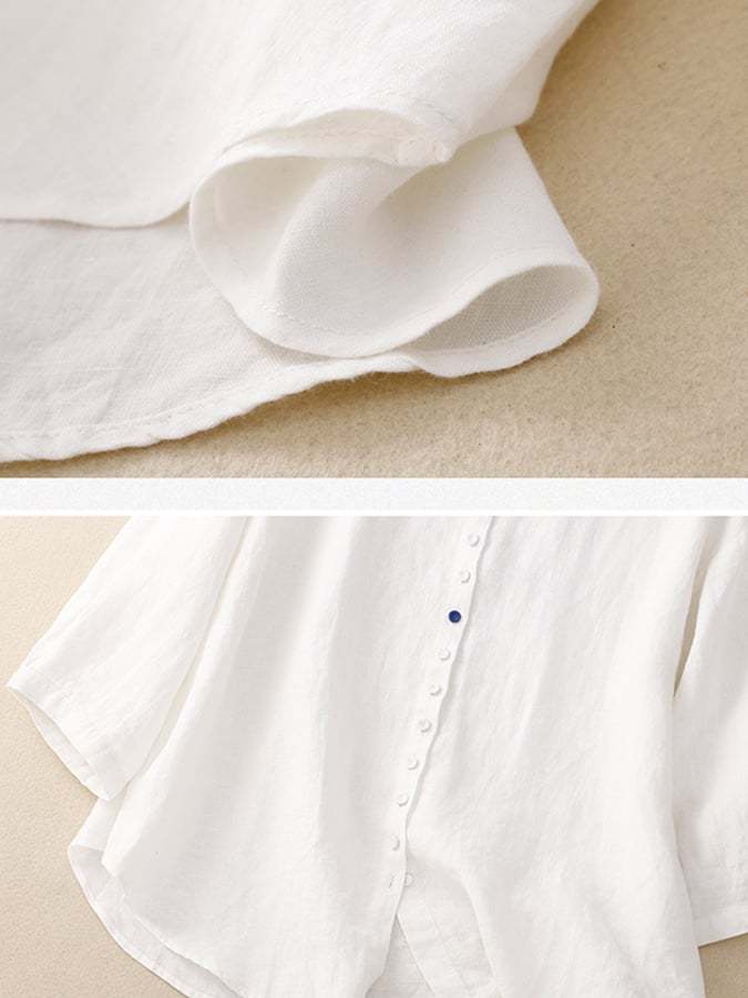 Cotton Linen Solid Color Casual Top