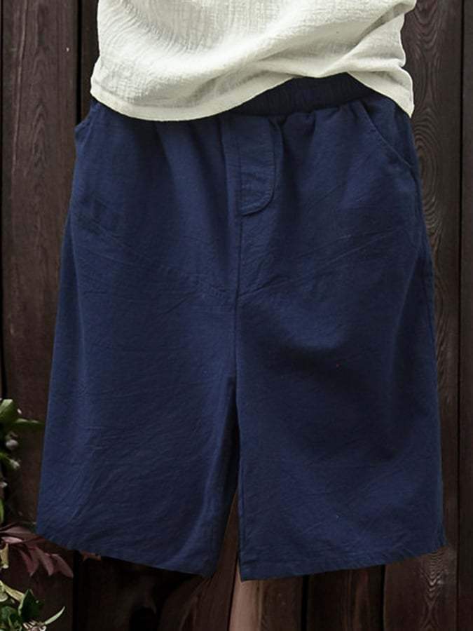 Cotton Linen Retro Slim Women's Cropped Pants