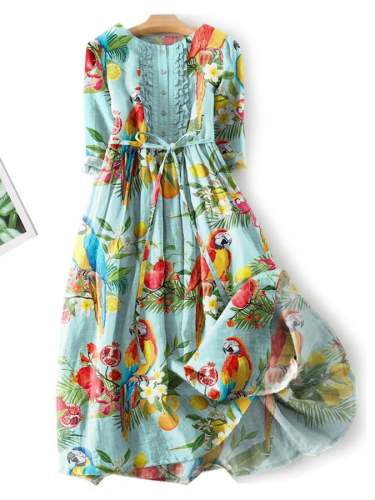 Women's Casual Hawaiian Parrot Print Dress