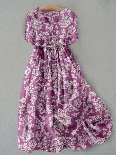 Women's Vintage Floral Design Print Dress