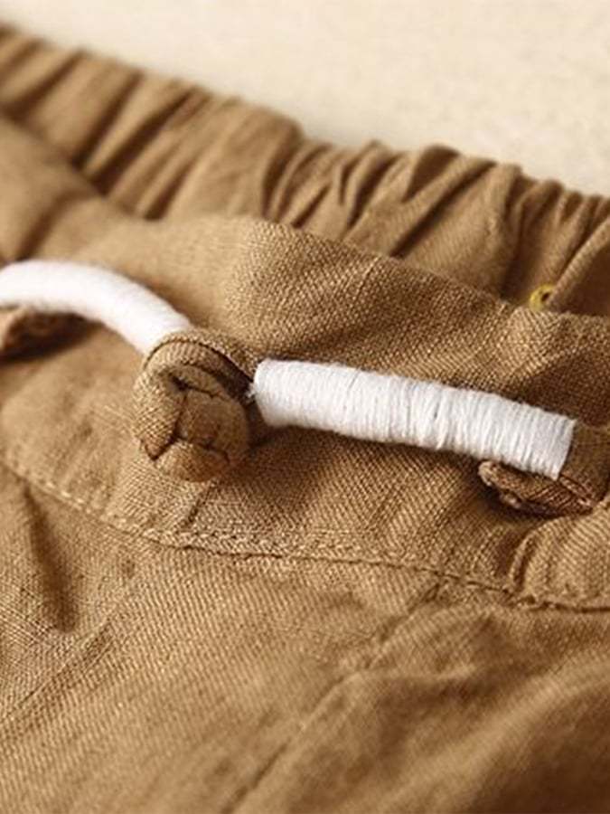 Loose Casual Cotton Linen Wide Leg Capris