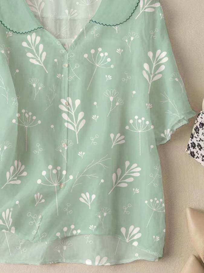 Fashion Print Loose All-Matching Cotton Shirt