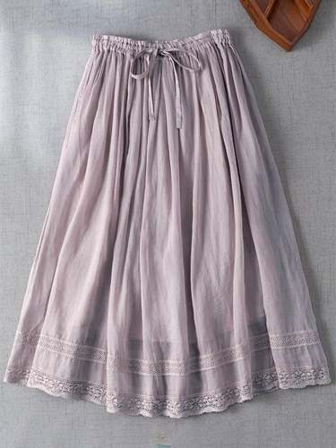 Cotton Linen Lace Stitching Anti-skid Skirt