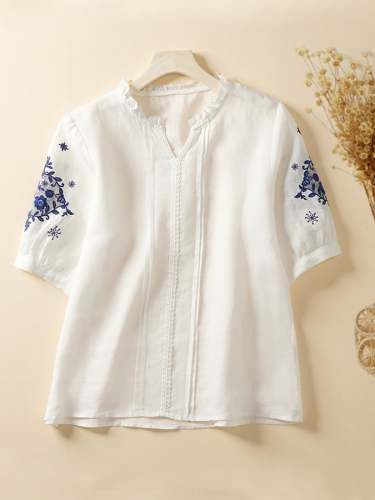 Cotton And Linen Artistic Retro Loose Shirt
