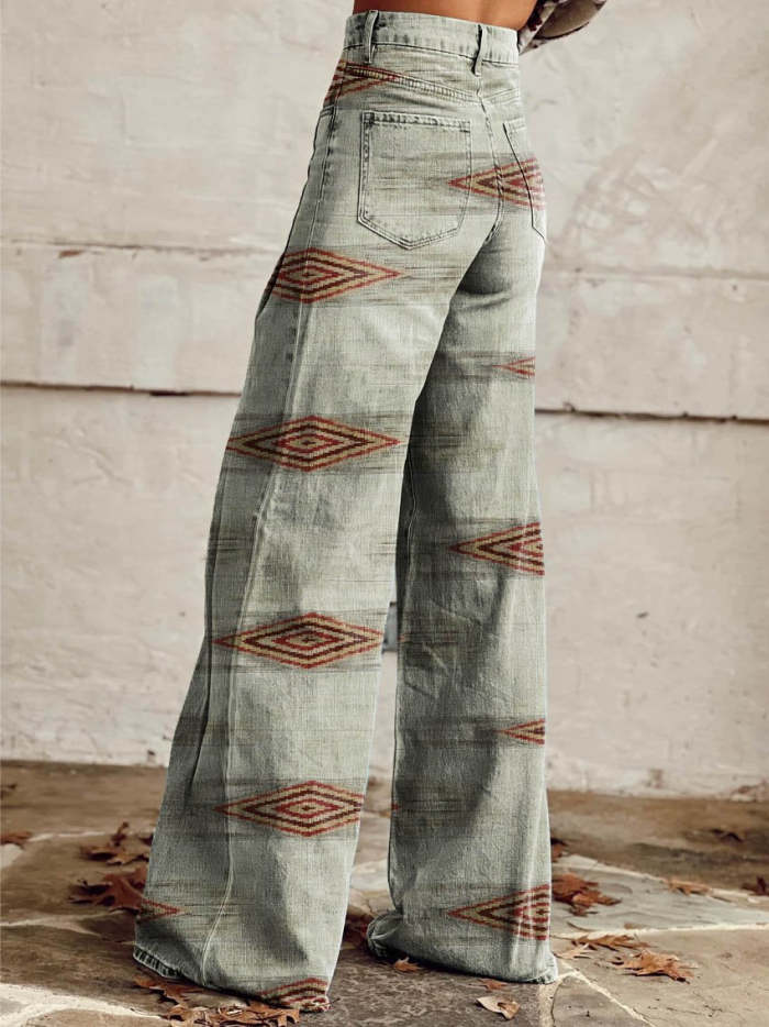 Women's Ethnic Pattern Print Casual Wide Leg Pants