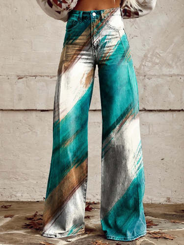 Colorful Women's Print Casual Wide Leg Pants