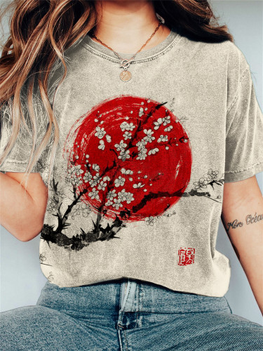 Sunrise Plum Blossom Japanese Art Vintage T Shirt