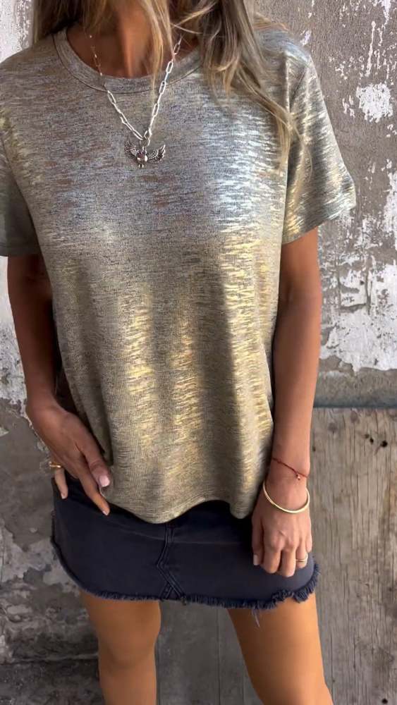 Hot Stamping Round Neck Short-sleeved T-shirt
