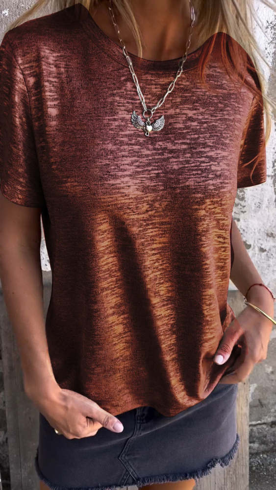 Hot Stamping Round Neck Short-sleeved T-shirt