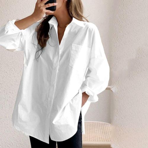 White Plain Collared Long Sleeve Shirt