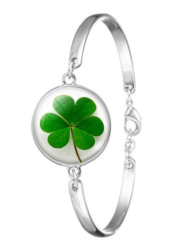 Women's St Patrick'S Day Lucky Four Leaf Clover Plating Bracelet