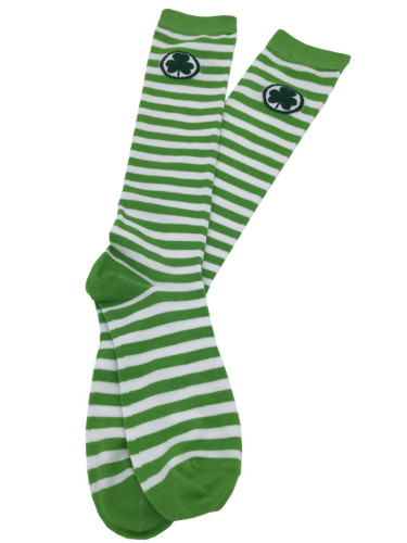Women's St. Patrick's Day Clover Striped Mid Calf Socks