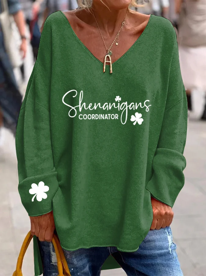 Women's Shenanigans Coordinator Clover Print Long Sleeve Top