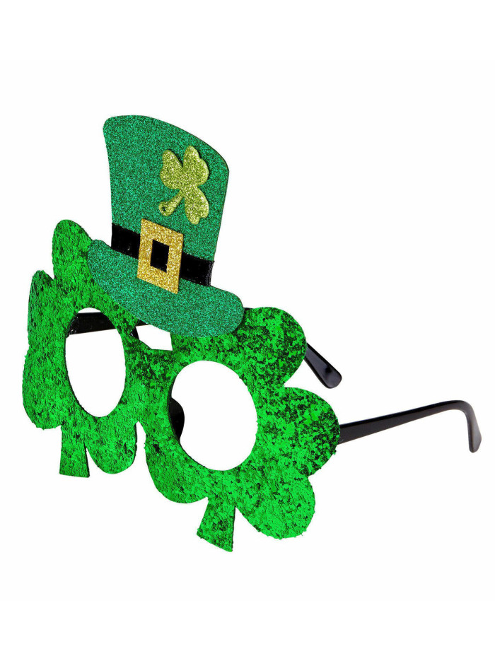 St Patrick's Day Shamrock Clover Top Hat No Lens Glasses Eyewear