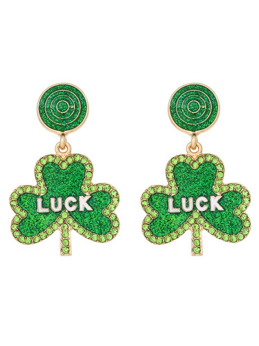 Women's St Patrick's Day Luck Clover Shamrock Drop Earrings