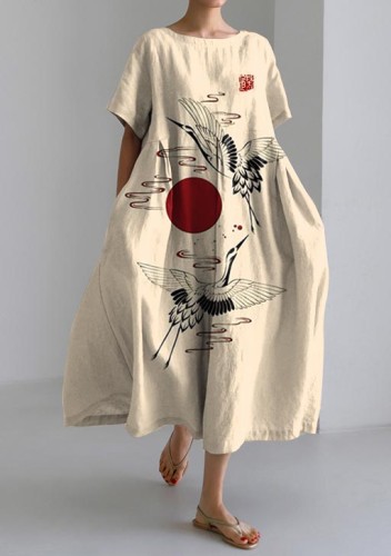 Casual Japanese Feihe Loose Short-sleeved Dress