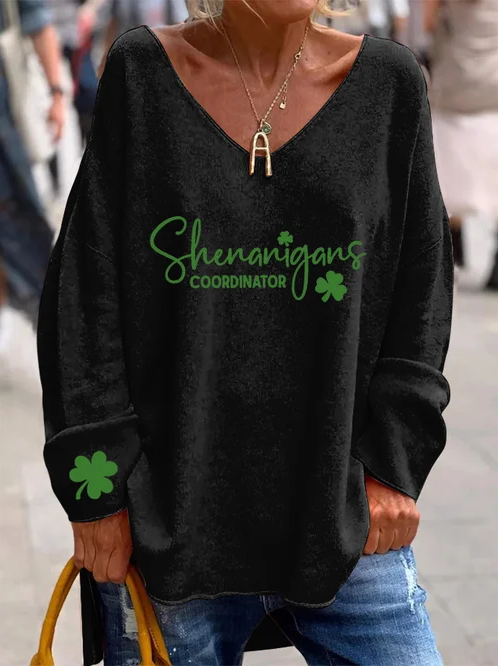 Women's Shenanigans Coordinator Clover Print Long Sleeve Top