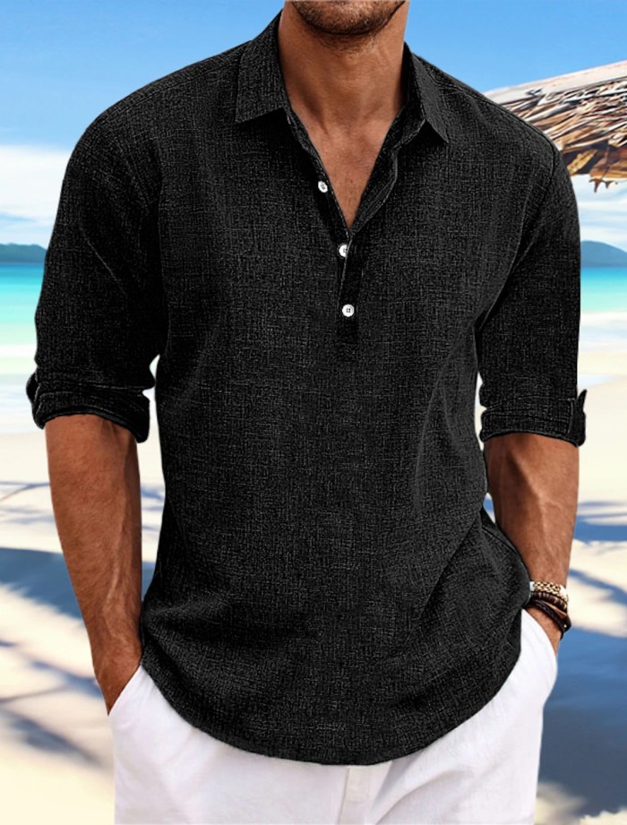 Men's Cotton and Linen Leisure Shirt (6 Colors）