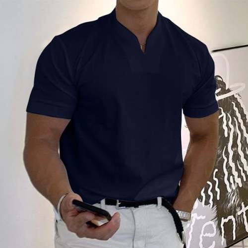 2023 Men Gentlemans business Short Sleeve Fitness T Shirt