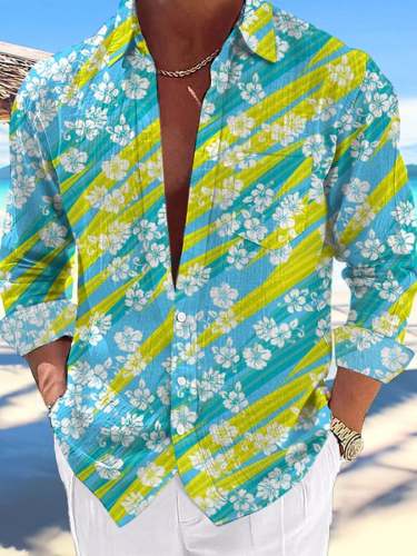 Men's Casual Hawaiian  Print Lapel Shirt